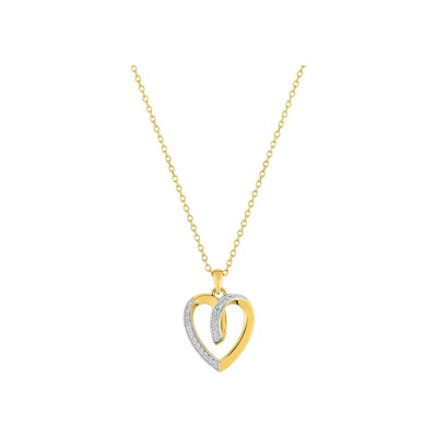Collier coeur en argent et oxydes de zirconium