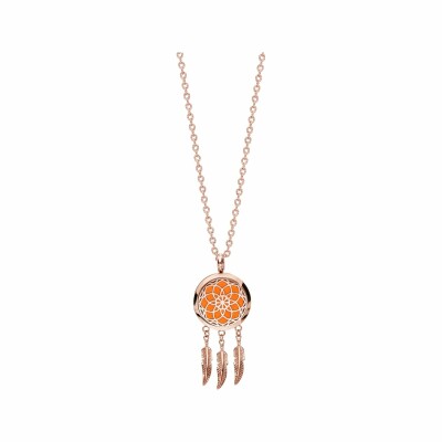 Collier senteur en métal doré rose petit attrape reve motif fleur 12 mousses interchangeables couleurs assorties réglable 45 à 65cm