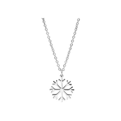 Collier acier pendentif flocon de neige 38+5cm
