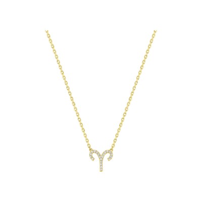 Collier zodiaque Bélier en plaqué or et oxyde de zirconium