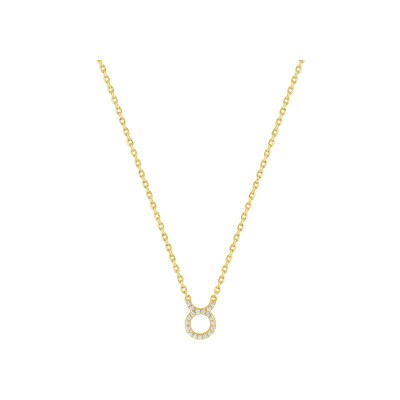 Collier zodiaque Taureau en plaqué or et oxyde de zirconium