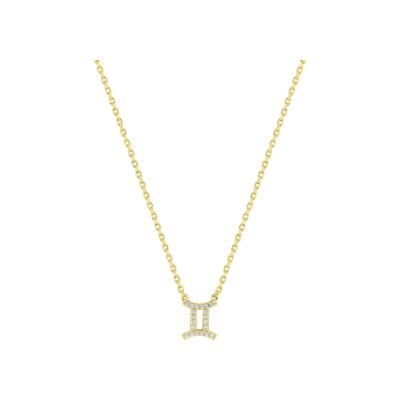 Collier zodiaque Gémeaux en plaqué or et oxyde de zirconium