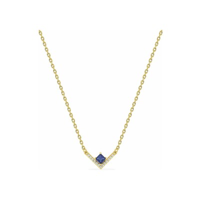 Collier en plaqué or et oxyde de zirconium bleu et blanc