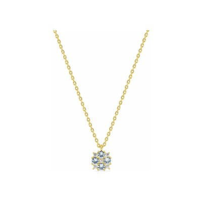 Collier en plaqué or et oxyde de zirconium bleu ciel et blanc