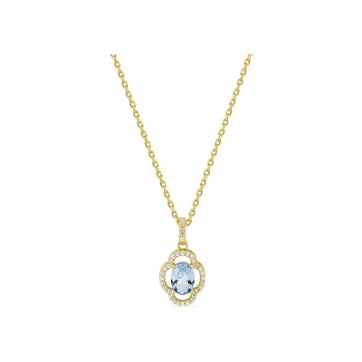 Collier en plaqué or et oxyde de zirconium bleu ciel et blanc