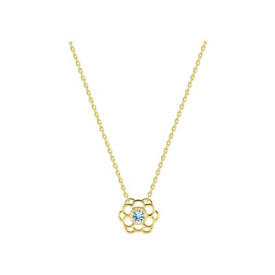 Collier en plaqué or et oxyde de zirconium bleu ciel