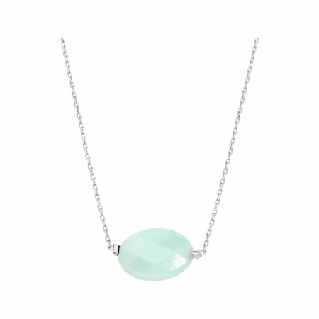 Collier en acier pierre naturelle amazonite 42+3cm