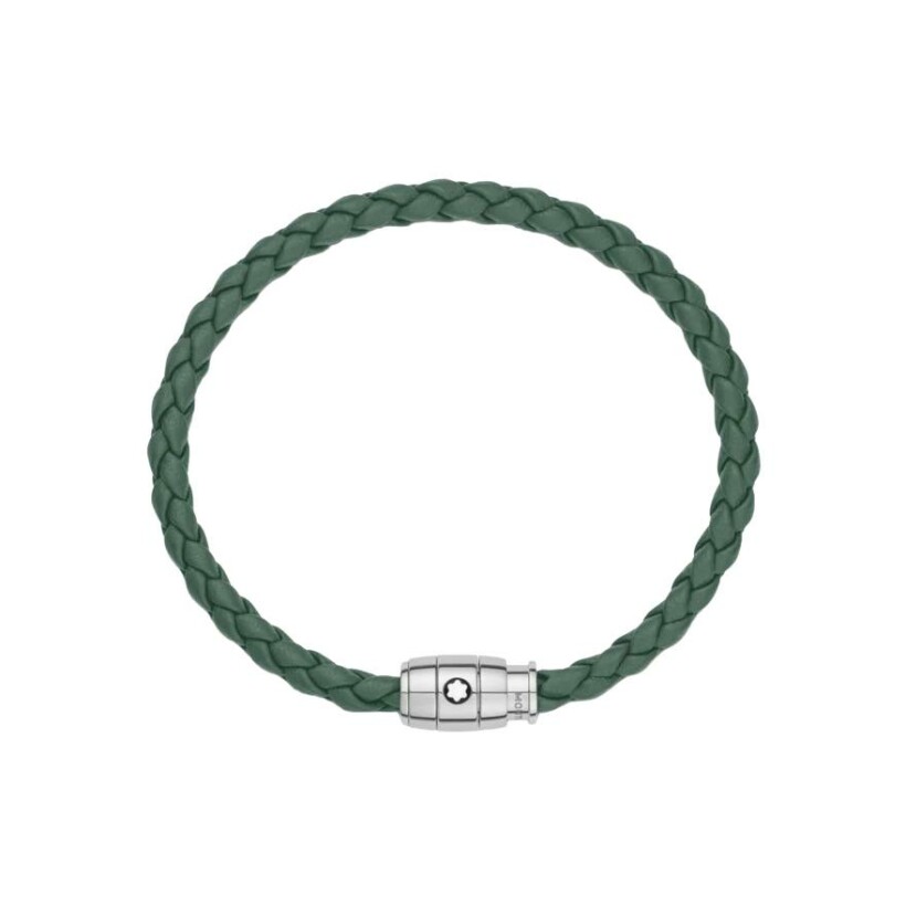 Bracelet Montblanc Meisterstück en cuir vert et acier