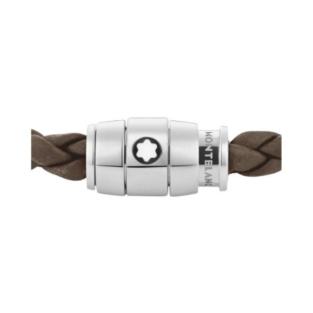 Bracelet Montblanc Meisterstück en cuir marron et acier