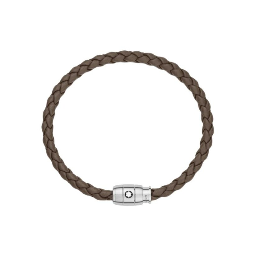 Bracelet Montblanc Meisterstück en cuir marron et acier