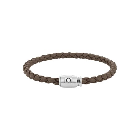 Bracelet Montblanc Meisterstück en cuir marron et acier