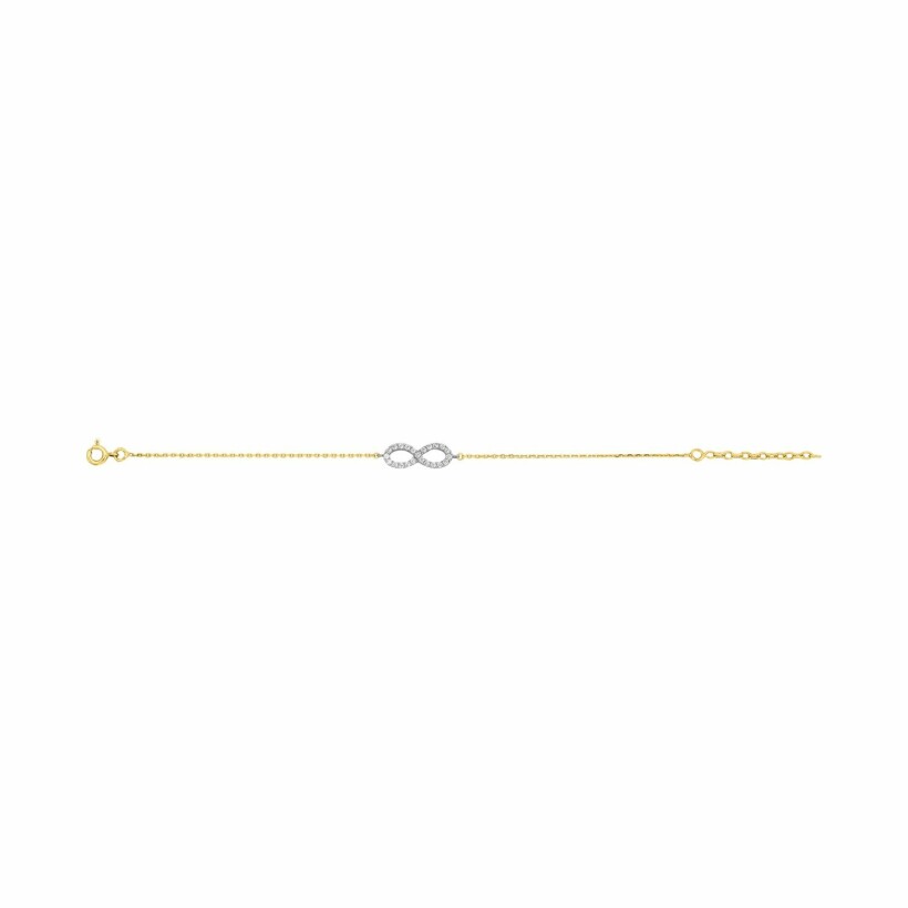 Bracelet en plaqué or, rhodium et oxyde de zirconium, 18cm