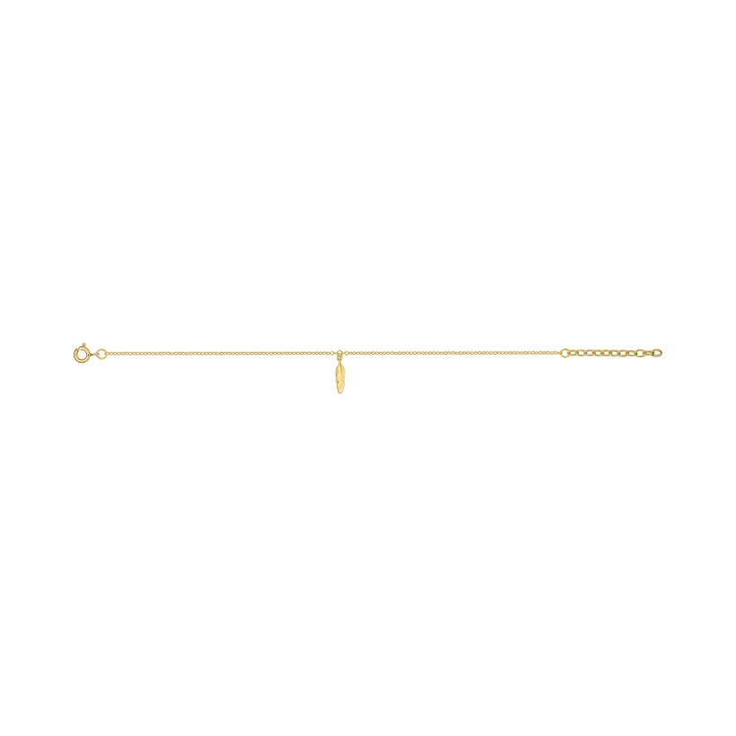 Bracelet motif plume en plaqué or