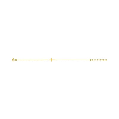 Bracelet motif croix en plaqué or