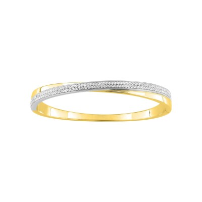 Bracelet Jonc en plaqué or et oxyde de zirconium