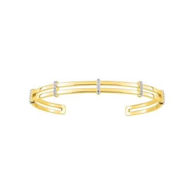 Bracelet Jonc en plaqué or et oxyde de zirconium