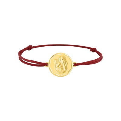 Bracelet corde avec motif en plaqué or