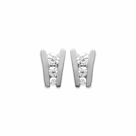 Boucles d'oreilles en argent rhodié et oxydes de zirconium