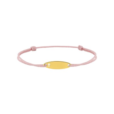 Bracelet à graver cordon rose en plaqué or