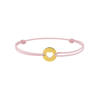 Bracelet à graver cordon rose en plaqué or
