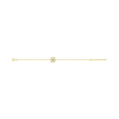 Bracelet en plaqué or et oxyde de zirconium bleu ciel