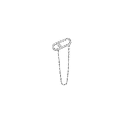 Mono boucle d'oreille chaîne Messika Move Uno en or blanc et diamants