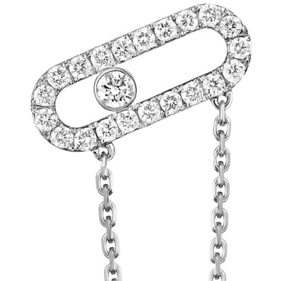 Mono boucle d'oreille chaîne Messika Move Uno en or blanc et diamants
