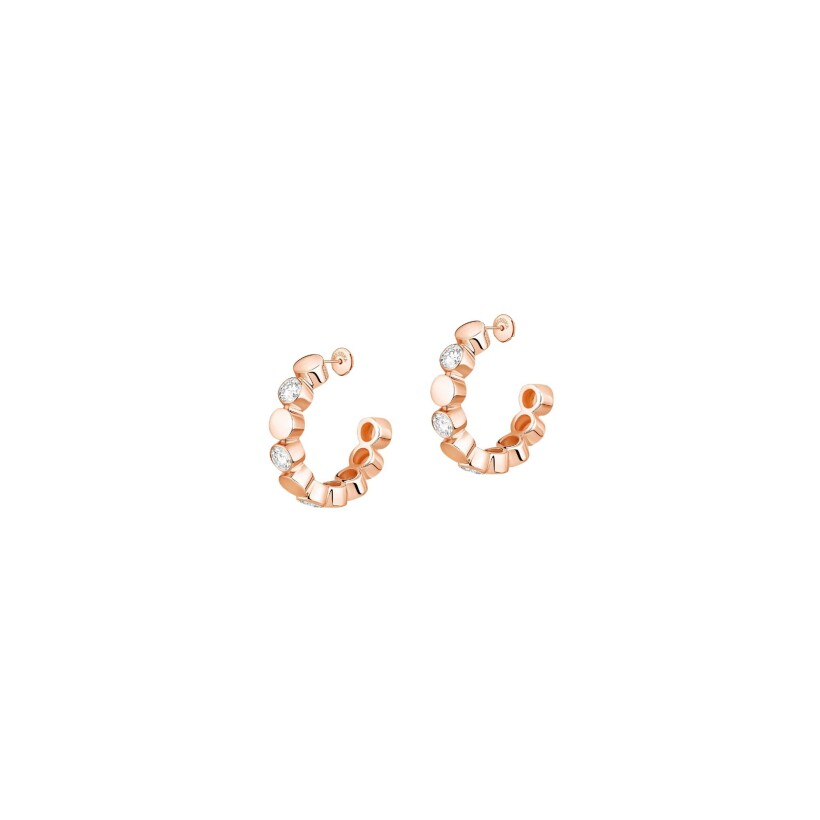 Boucles d'oreilles mini créoles Messika D-Vibes en or rose et diamants