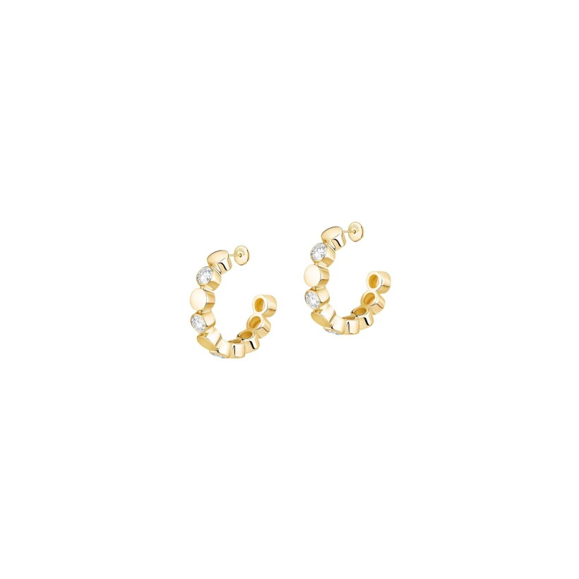 Boucles d'oreilles mini créoles Messika D-Vibes en or jaune et diamants