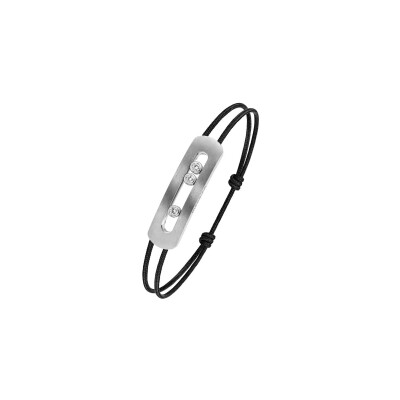 Bracelet cordon Messika Move Titanium en titane et diamant, grand modèle