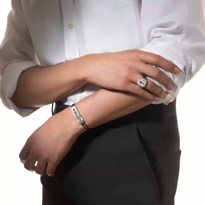Bracelet cordon Messika Move Titanium en titane et diamant, grand modèle