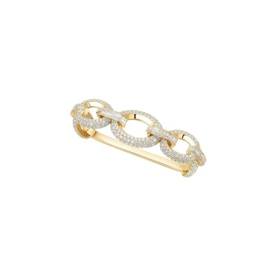 Messika Groove three-finger ring in yellow gold and diamonds