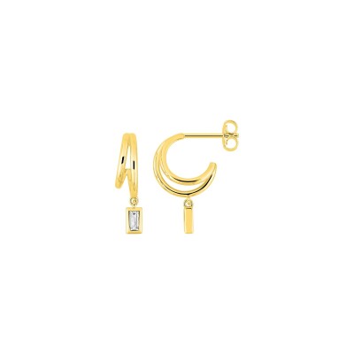 Boucles d'oreilles demi créoles en plaqué or et oxyde de zirconium