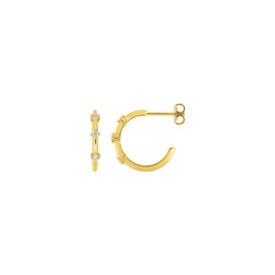 Boucles d'oreilles demi créoles en plaqué or et oxyde de zirconium