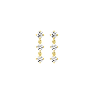 Boucles d'oreilles pendantes en plaqué or et oxyde de zirconium