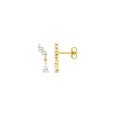 Boucles d'oreilles pendantes en plaqué or et oxyde de zirconium