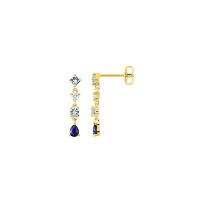 Boucles d'oreilles pendantes en plaqué or et oxyde de zirconium