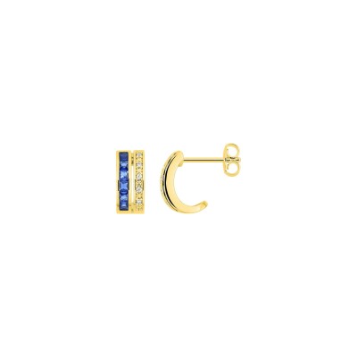 Boucles d'oreilles demi créoles en plaqué or et oxyde de zirconium