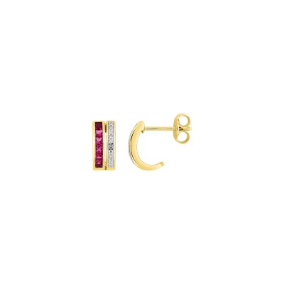 Boucles d'oreilles demi créoles en plaqué or et oxyde de zirconium