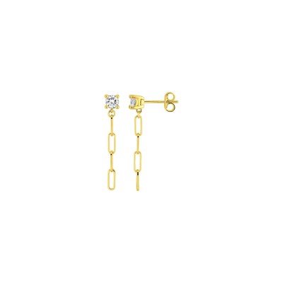 Boucles d'oreilles pendantes en plaqué or et oxyde de zirconium