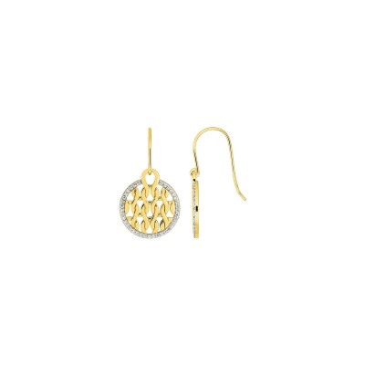Boucles d'oreilles crochet en plaqué or et oxyde de zirconium