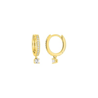 Boucles d'oreilles créoles en plaqué or et oxyde de zirconium