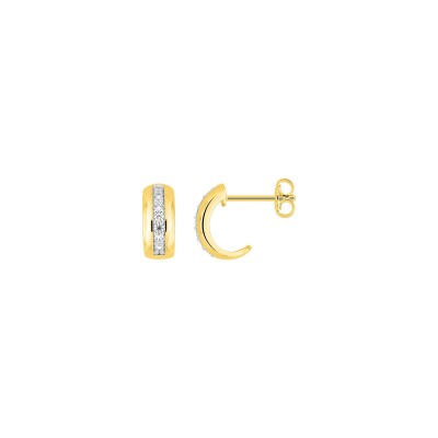 Boucles d'oreilles demi créoles en plaqué or et oxyde de zirconium