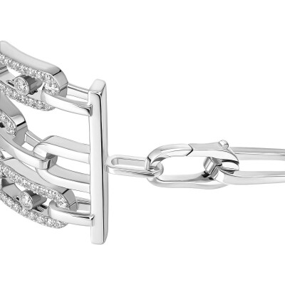 Bracelet manchette Messika Move Link 3 rangs en or blanc et diamants