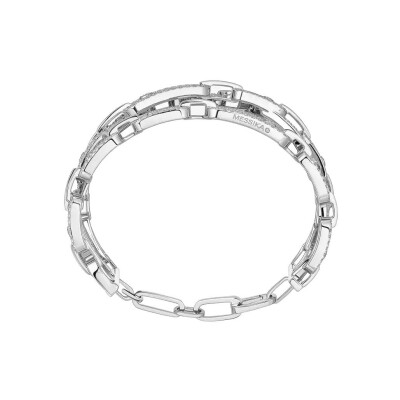 Bracelet manchette Messika Move Link 3 rangs en or blanc et diamants