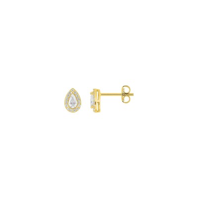 Boucles d'oreilles clous en plaqué or et oxyde de zirconium