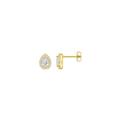 Boucles d'oreilles clous en plaqué or et oxyde de zirconium