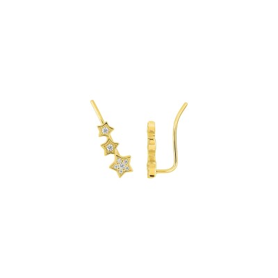 Boucles d'oreilles à crochet en plaqué or et oxyde de zirconium