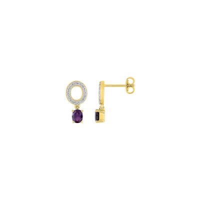 Boucles d'oreilles pendantes en plaqué or et oxyde de zirconium