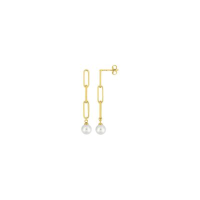Boucles d'oreilles pendantes en plaqué or et perle d'imitation